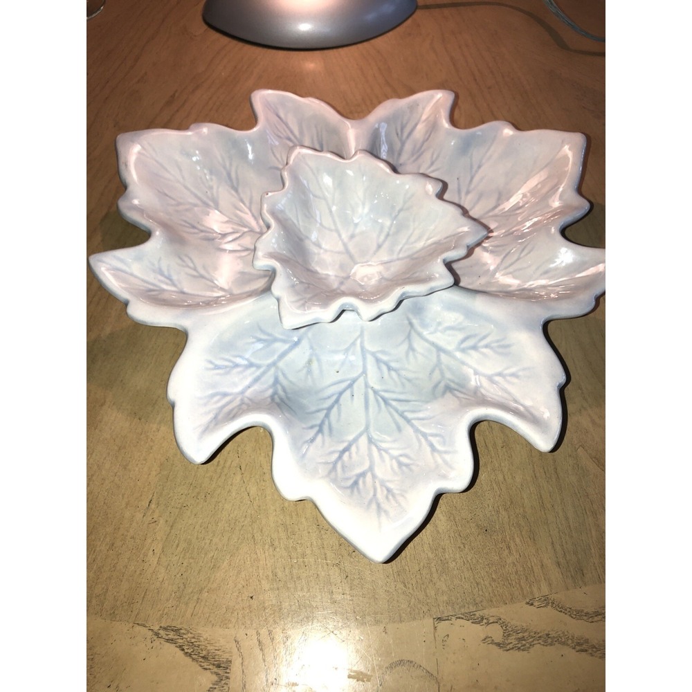Vintage USA 1979 white / Blue color 3 piece sectional serving dish 12" X 12"